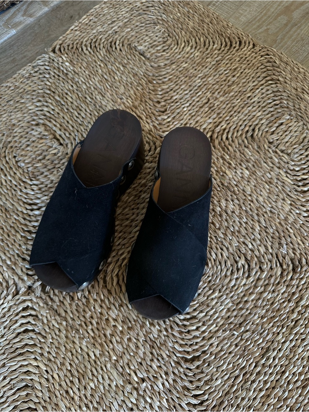 Ganni Retro Suede platform clogs